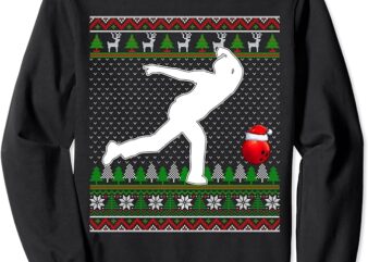Funny Bowling Player Santa Claus Hat Ugly Christmas Sweater Sweatshirt