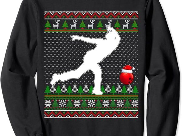 Funny bowling player santa claus hat ugly christmas sweater sweatshirt