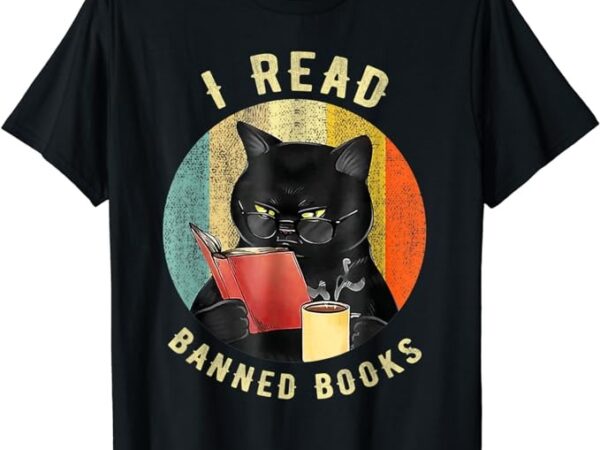 Funny cat i read banned books bookworms loves reading books t-shirt