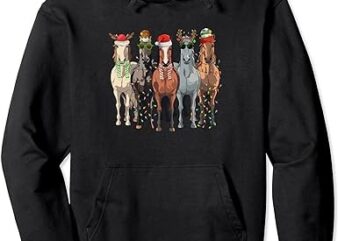 Funny Christmas Horse Reindeer Xmas Horse Santa Horse Lover Pullover Hoodie PNG File
