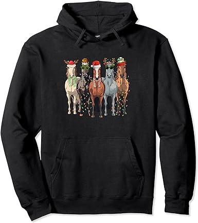 Funny christmas horse reindeer xmas horse santa horse lover pullover hoodie png file t shirt graphic design