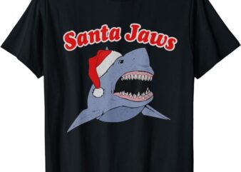 Funny Christmas SANTA JAWS T-Shirt Great White Shark Tee
