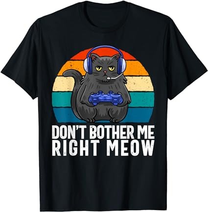 Funny gaming, video game lover, gaming cat, gaming t-shirt
