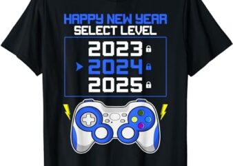 Funny Happy New Year Select Level 2024 Gaming Controller Men T-Shirt