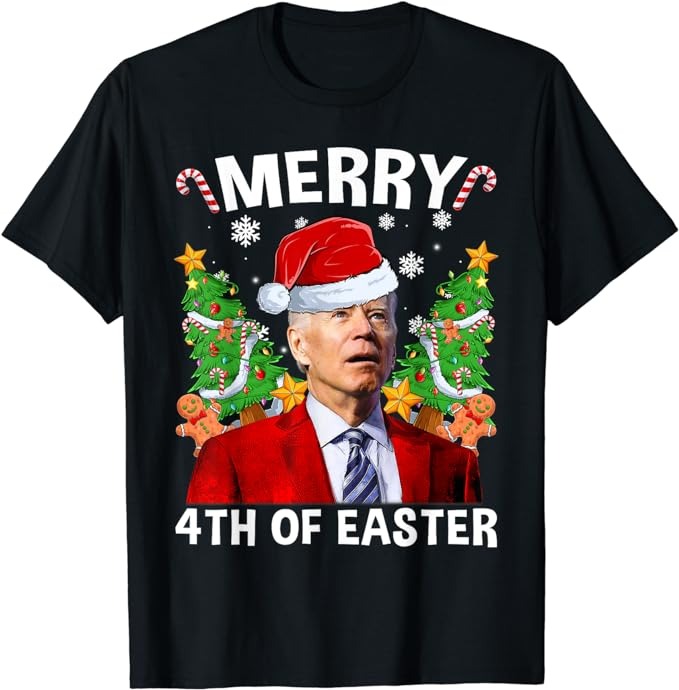 Funny Joe Biden Christmas Santa Hat Merry 4th Of Easter Xmas T-Shirt PNG File