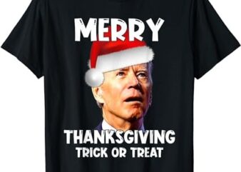 Funny Joe Biden Santa Hat Merry Thanksgiving Christmas T-Shirt