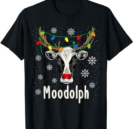 Funny moodolph ugly christmas cow farmer pun t-shirt