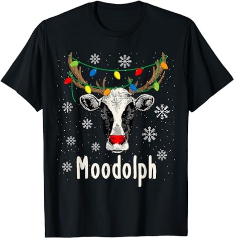 Funny Moodolph Ugly Christmas Cow Farmer Pun T-Shirt