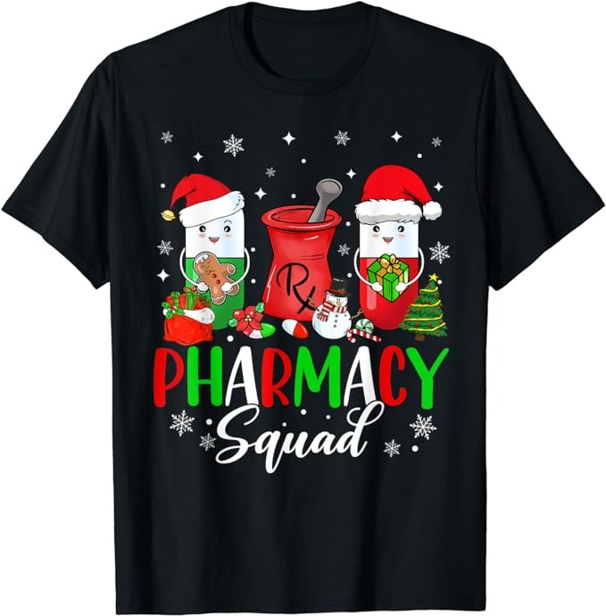 Funny Pharmacy tech Squad Christmas Matching Holiday Pajama T-Shirt ...