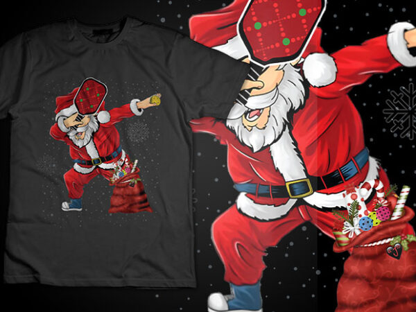 Funny pickleball christmas santa playing pickleball christmas xmas t-shirt design