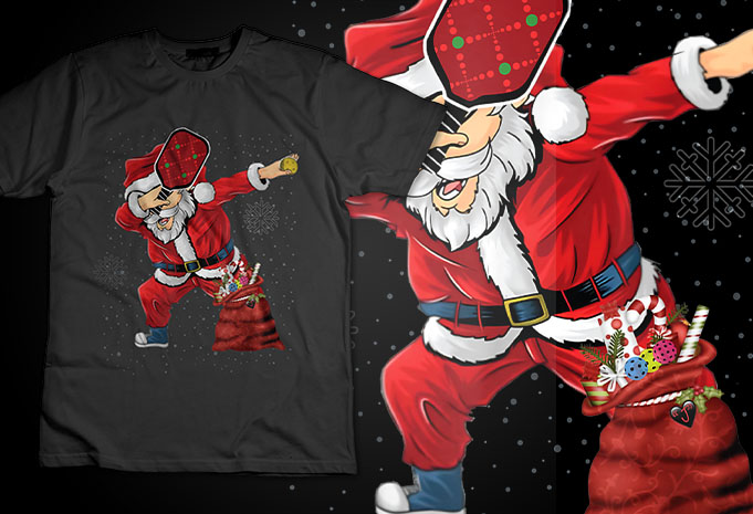 Funny Pickleball Christmas Santa Playing Pickleball Christmas Xmas T-Shirt Design