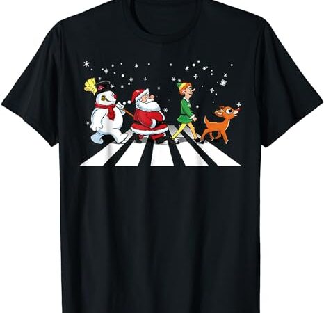 Funny santa snowman elf reindeer christmas abbeys road men t-shirt
