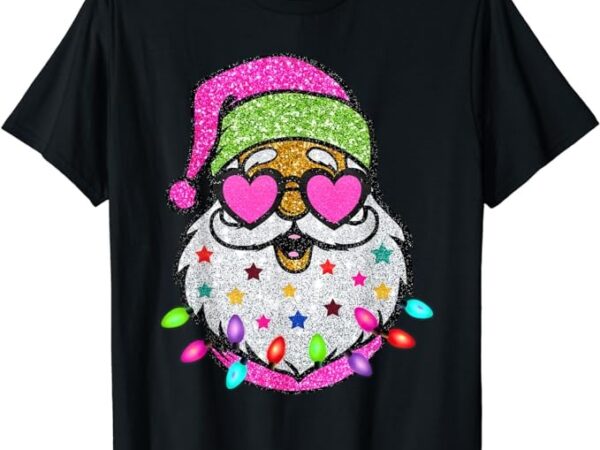 Funny santa with sunglasses christmas pink women girls kids t-shirt