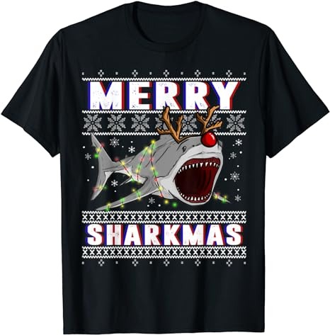 Funny Sharkmas Shark Ugly Christmas Sweaters T-Shirt