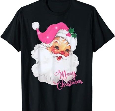 Funny vintage pink santa claus pink christmas design t-shirt