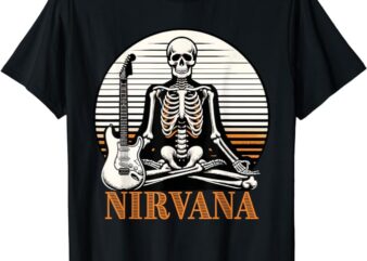 Funny nirvana guitar Skeleton Music Lovers guitarist T-Shirt