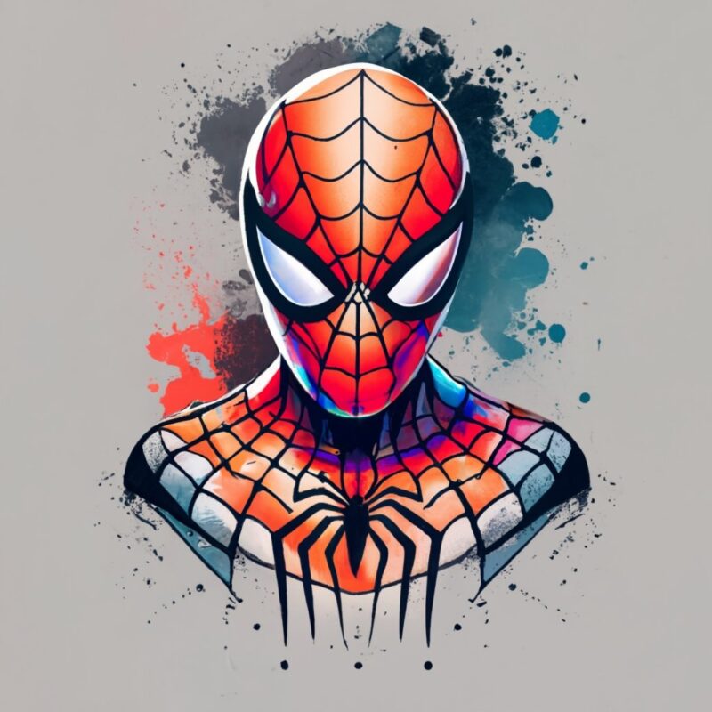 Gabriel t-shirt design, Spiderman. watercolor splash, with name “hazem” PNG File