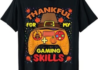 Game Controller Fall Leaves Thanksgiving Day Gaming Gamer T-Shirt