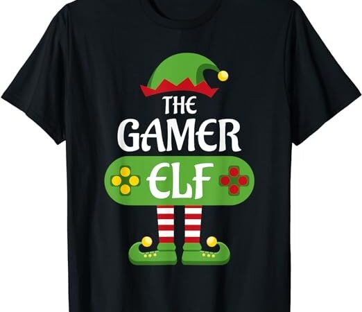 Gamer elf christmas matching group family t-shirt