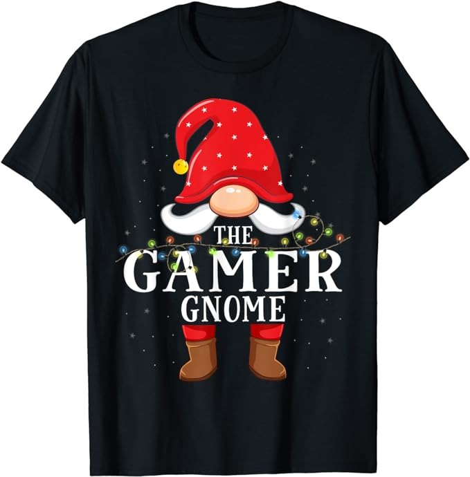 Gamer Gnome Matching Christmas Family Pajama T-Shirt