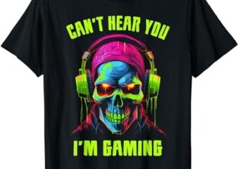 Gamer Shirt for Boys Teens Men Video Gaming Funny Skull T-Shirt