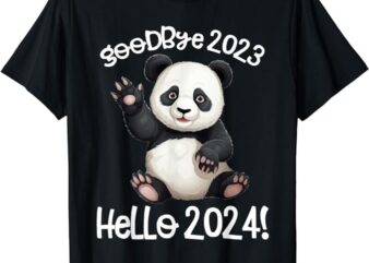 Goodbye 2023 Hello 2024 Xmas Happy New Year 2024 Panda Bear T-Shirt