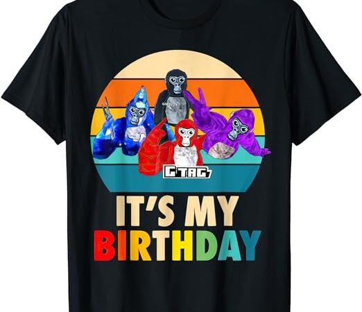 Gorilla birthday decorations, monke tag vr gamer for kids t-shirt