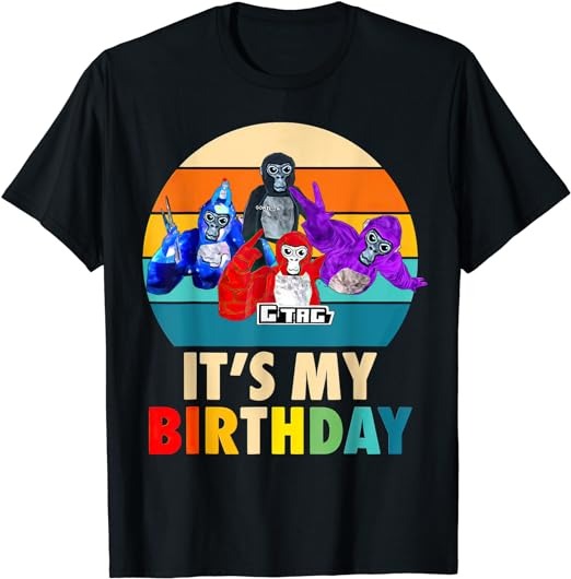 Gorilla Birthday Decorations, Monke Tag VR Gamer for Kids T-Shirt