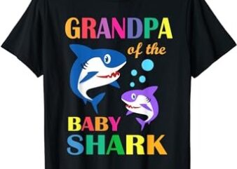 Grandpa Of The Baby Birthday Shark Grandpa Shark Christmas T-Shirt