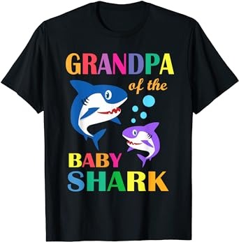 Grandpa of the baby birthday shark grandpa shark christmas t-shirt