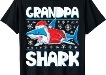 Grandpa Shark Santa T shirt Christmas Family Matching Tees