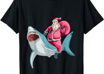 Great White Shark Christmas Santa Hat T Shirt Funny Gift