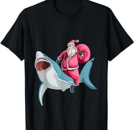 Great white shark christmas santa hat t shirt funny gift