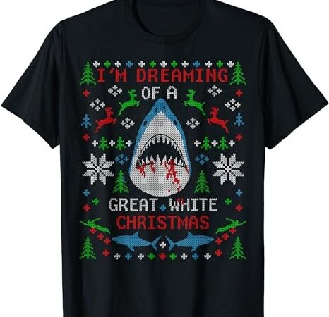 Great white shark ugly christmas sweater party shirt t-shirt