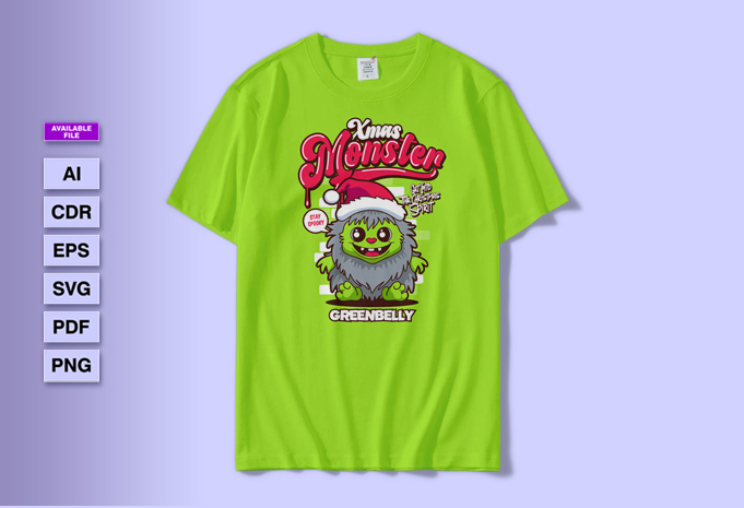 t-shirt vector Xmas Monster Illustration Designs Bundle