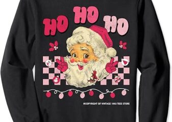 Groovy Retro Christmas Pink Santa Claus Peace Signs Hippie Sweatshirt