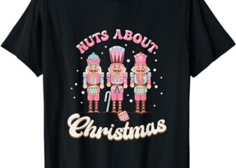 Groovy Retro Nuts About Christmas Pink Nutcracker T-Shirt