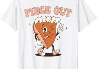 Groovy Thankful Pumpkin Pie Retro Piece Out Thanksgiving T-Shirt