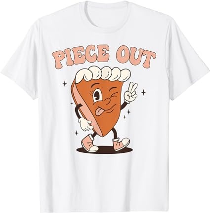 Groovy thankful pumpkin pie retro piece out thanksgiving t-shirt