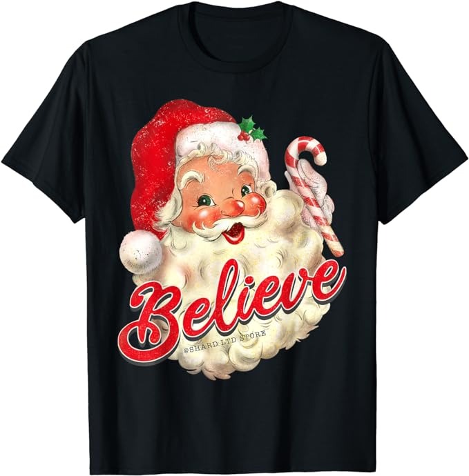 Groovy Vintage Santa Claus Merry Christmas Men Women Kids T-Shirt