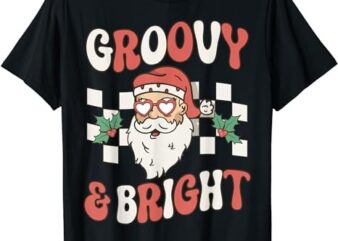 Groovy and Bright Christmas Santa Outfit 80s Retro Groovy T-Shirt