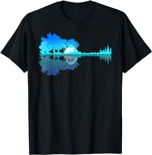 Guitar Lake Reflection Guitarist Music Love Guitar Musician T-Shirt