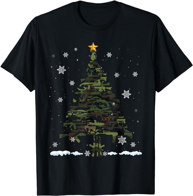 Guns Christmas Tree Funny Xmas 2023 Gifts For Gun Lover T-Shirt