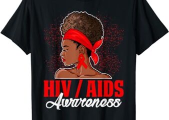 HIV Awareness Month Red Ribbon Black Womens AIDS Awareness T-Shirt