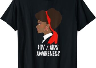 HIV Awareness Month Shirt Ribbon Black Womens AIDS Awareness T-Shirt 1