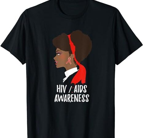 Hiv awareness month shirt ribbon black womens aids awareness t-shirt 1