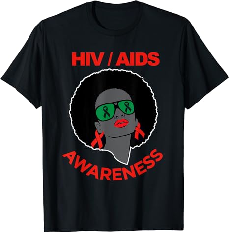 HIV Awareness Month Shirt Ribbon Black Womens AIDS Awareness T-Shirt