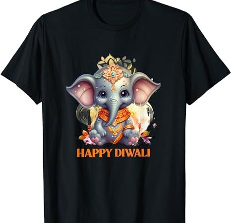 Happy diwali cute elephant t-shirt