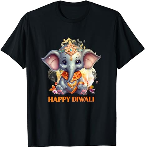 Happy Diwali Cute Elephant T-Shirt