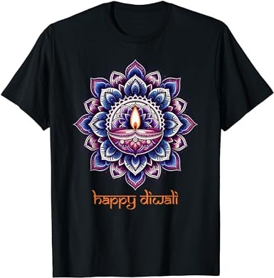 Happy diwali diya oil lamp deepavali festival of lights t-shirt